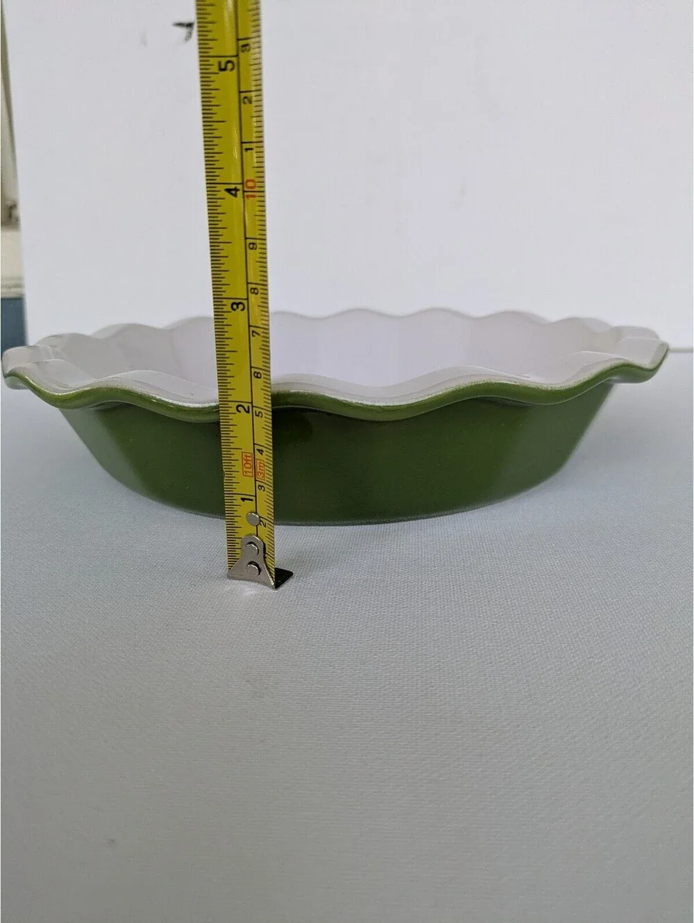 Green Ruffled Ceramic Pie Dish 10.25”, Emile Henry, William-Sonoma, France